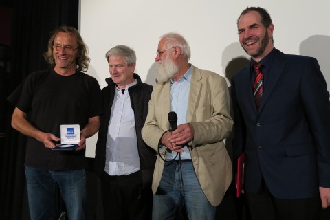 Torsten Gerstmann mit den Juroren Jörg Bauer, Dr. Jörg Hermann und Burkhard Schmidtke (v. l.) (Quelle: R. Schubert / VFS)