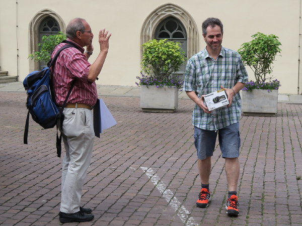 Der Regisseur und sein Darsteller bei den Dreharbeiten zum Video-Tutorial: Jürgen Krusche (links) und Burkhard Schmidtke (Quelle: VFS/Schubert)