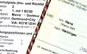 Fahrkarten nach Dortmund und Waiblingen